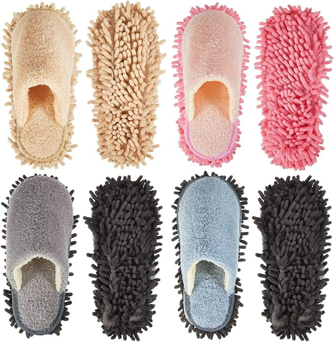 Gerrii 4 Pairs Microfiber Slipper Cleaning Mop Slippers Washable Men Women House Mop Slipper Deta... | Amazon (US)