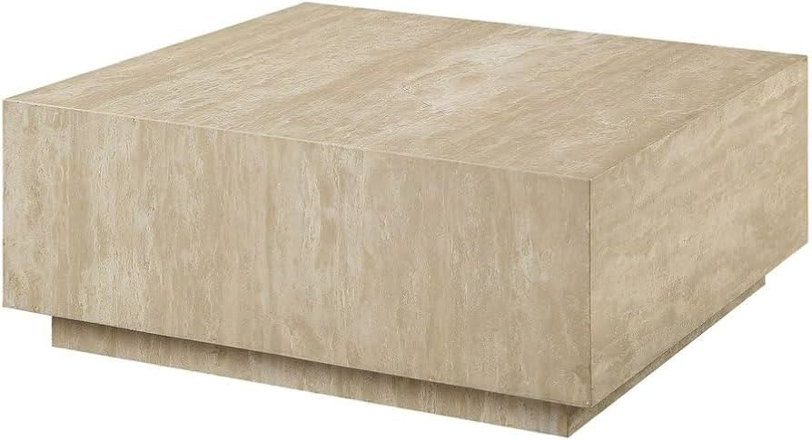 Furnifact Beige Travertine Coffee Table Single Piece Durable St1 Surface Modern Design Sturdy Bas... | Amazon (US)