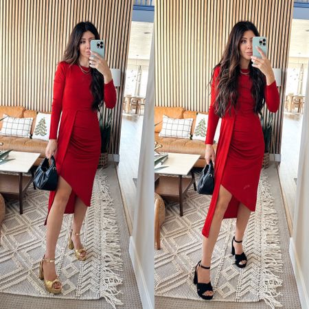 This dress is fire and perfect for the holidays! Only $34 bucks! Wearing the size xs tts! #walmartpartner #walmart #reddress #holidaylook @walmart #walmartfashion
