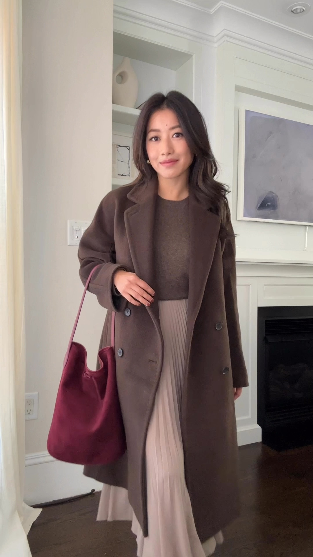 Nearly Everything is on sale! Outfit in the beginning of video:

• Jcrew sailor trouser jeans, sizes running low - I sized down to 23 petite. These are very flattering but run long. The Slim Wide Cropped version are also linked and great for petites

• gap mock neck Xs petite. Great layering staple.

Base outfit:
• Quince $50 cashmere sweater xs 

FYI if you’re petite, I LOVE their shrunken sweatshirt cashmere sweater (linked under similar) that is a little more petite friendly 

• Aritzia Twirl pleated skirt xxs. The wide waistband is elastic and very stretchy. The pleats are very airy and floaty with a full lining

• J.Crew Berkeley bucket bag, burgundy. the outer of this bag is half suede and half leather and very slouchy 

• Marc Fisher cap toe slignback pumps 5. Well made and comfortable 

Outer layers:

• brown Aritzia slouch coat xxs Short. Oversized fit. Plush and warm 

•Sézane Christie houndstooth plaid blazer sz 0.

•J.Crew faux fur lady jacket xxs . Linked similar in stock styles that would be so pretty for holiday parties and Christmas events 

Work outfit ideas, workwear, chocolate and burgundy fall colors 
 

 

#LTKHoliday #LTKWorkwear #LTKStyleTip