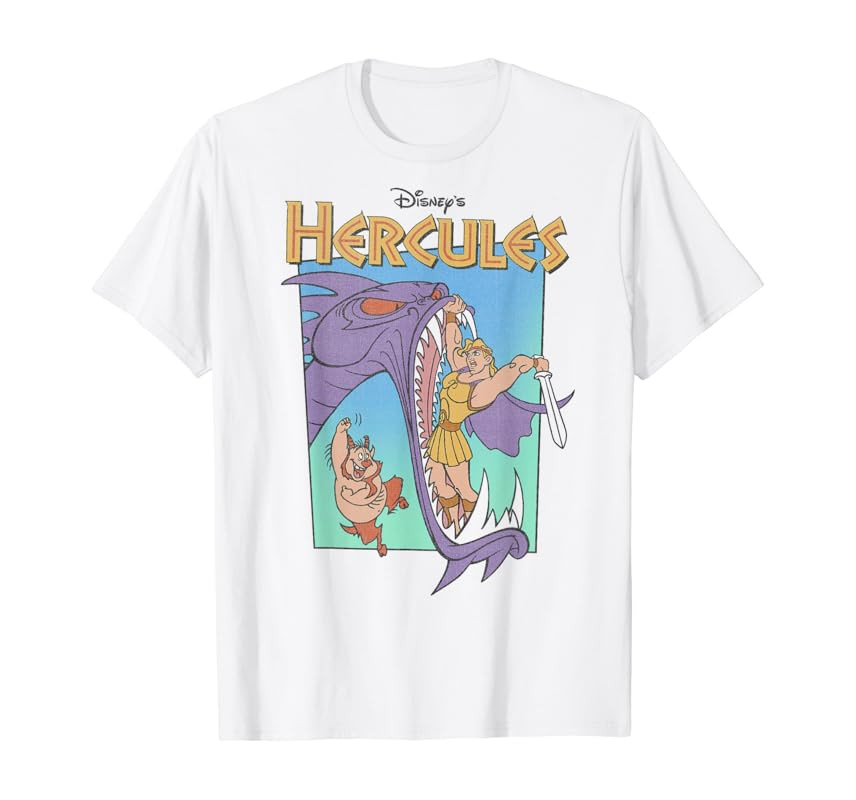 Disney Hercules Hydra Battle Retro Graphic T-Shirt T-Shirt | Amazon (US)