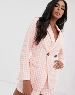 ASOS DESIGN pink dogstooth suit blazer | ASOS (Global)