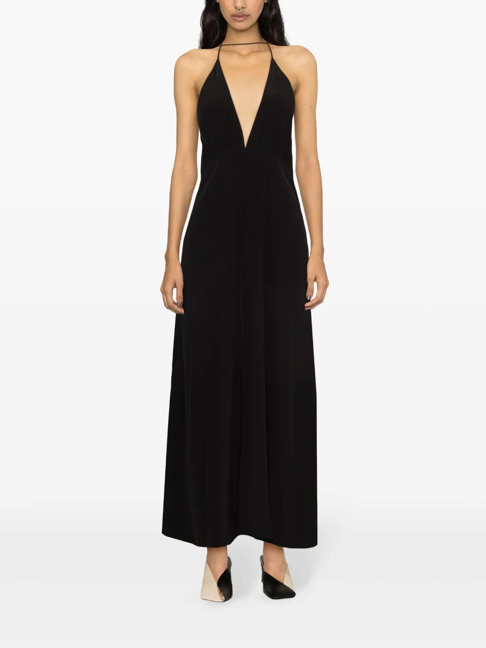 TOTEME Robe Longue Évasée à dos-nu | Noir | FARFETCH | Farfetch Global