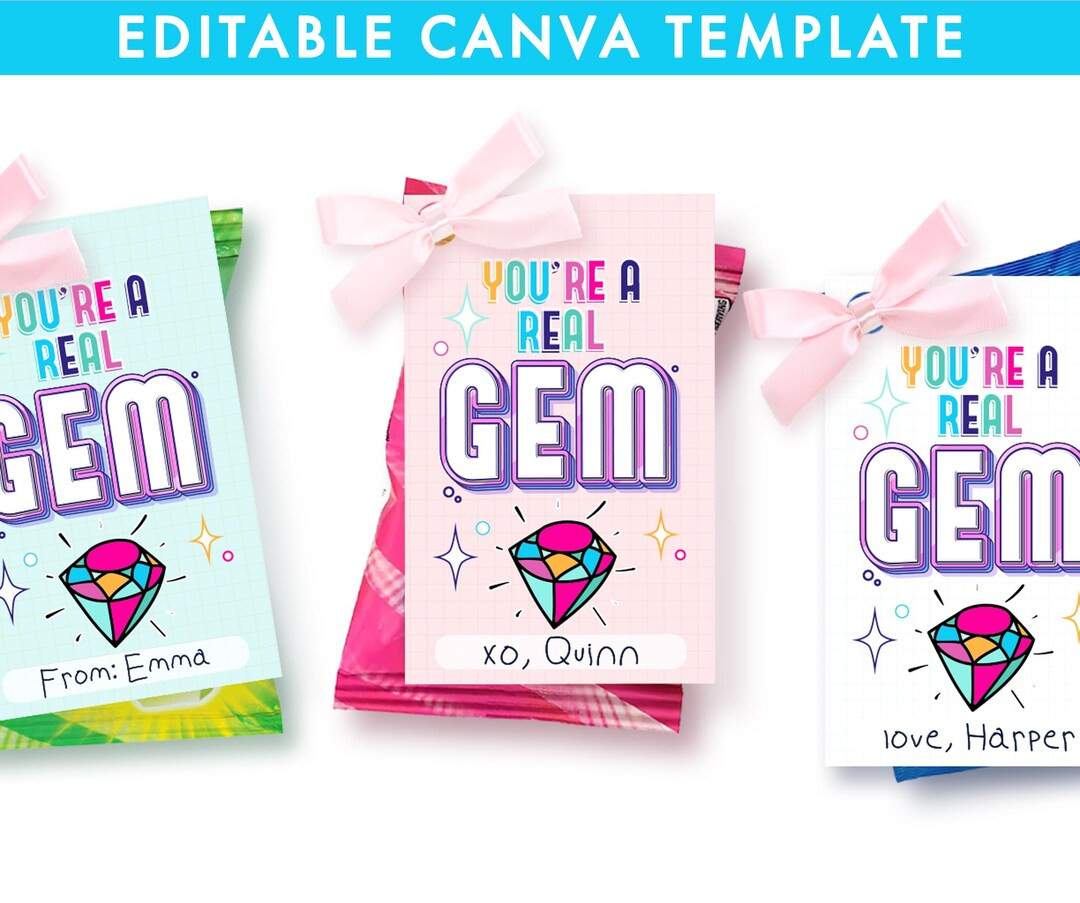EDITABLE you're a Real Gem Ring Pop Valentine Cards Printable Classroom Valentines for Kids Diy C... | Etsy (US)