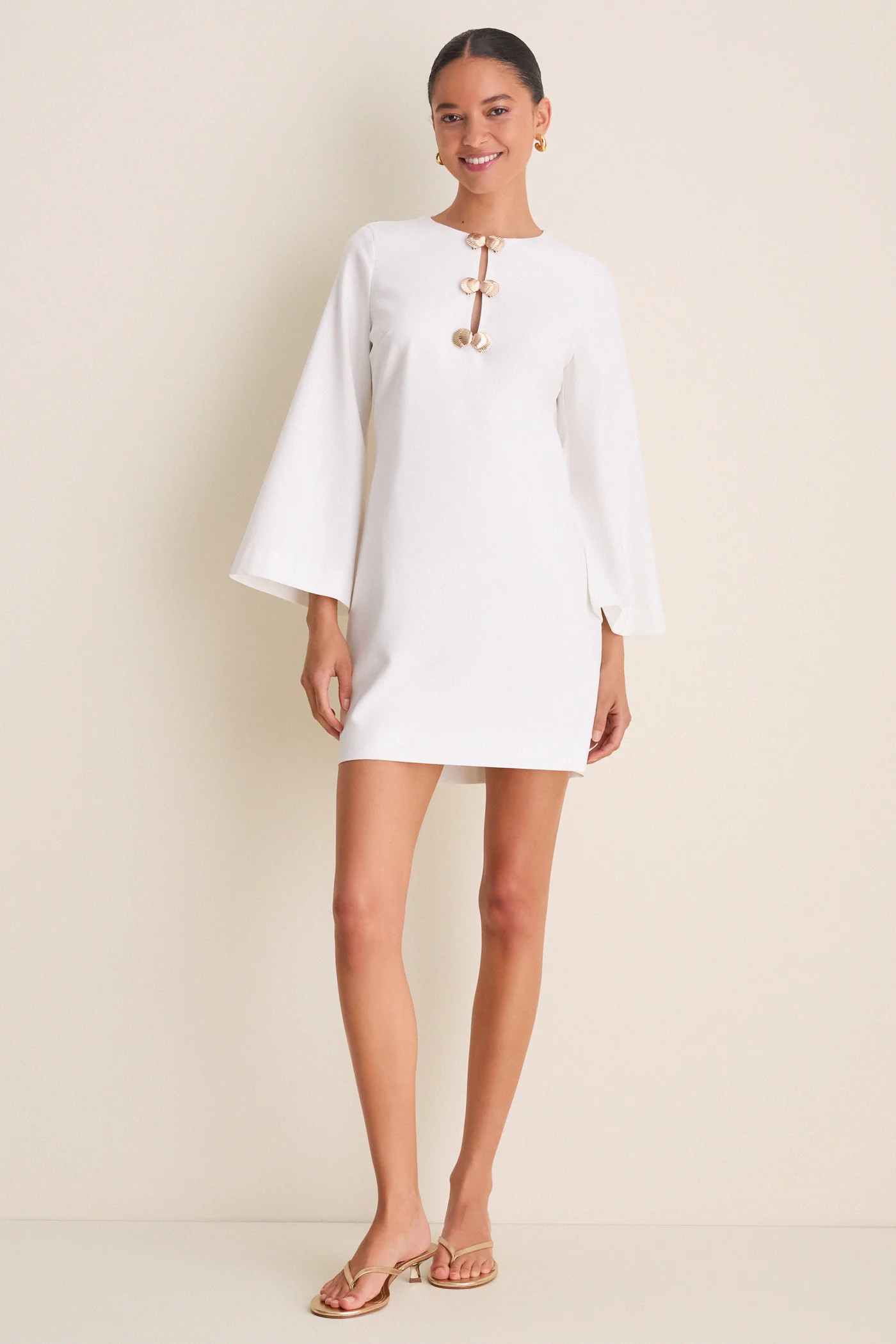 Ivory Linen Shell Hardware Etta Mini Caftan | Tuckernuck (US)
