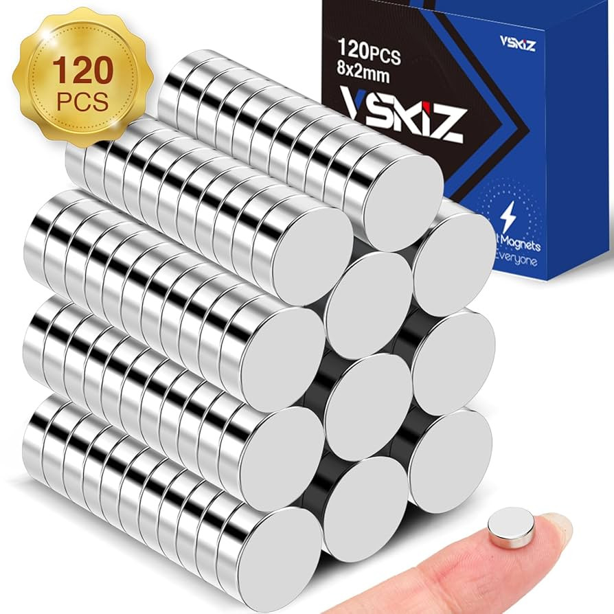 120Pcs Small Magnets Fridge, 8x2mm Tiny Rare Earth Refrigerator Magnet Tiny Magnets for Whiteboar... | Amazon (US)