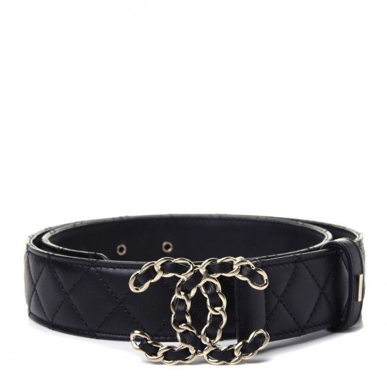 CHANEL Calfskin Quilted CC Chain Belt 75 Black | FASHIONPHILE | Fashionphile