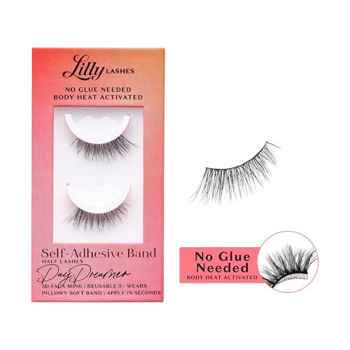 Lilly Lashes Self Adhesive Eyelashes (Half Lashes), No Lash Glue Needed, Body Heat Activated Press on Lashes, Reusable Self Adhesive Eyelashes Up to 5x, Easy to Apply & Remove (DayDreamer) | Amazon (US)