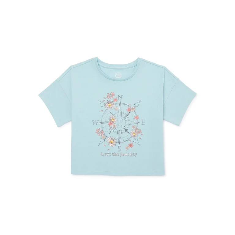 Wonder Nation Girls Boxy Graphic Tee, Sizes 4-18 | Walmart (US)