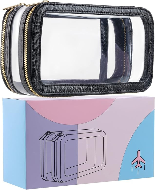 SEAMOSH Clear Make Up Toiletry Travel Makeup Organizer Bag For Women Portable Travel Toiletry Cos... | Amazon (US)