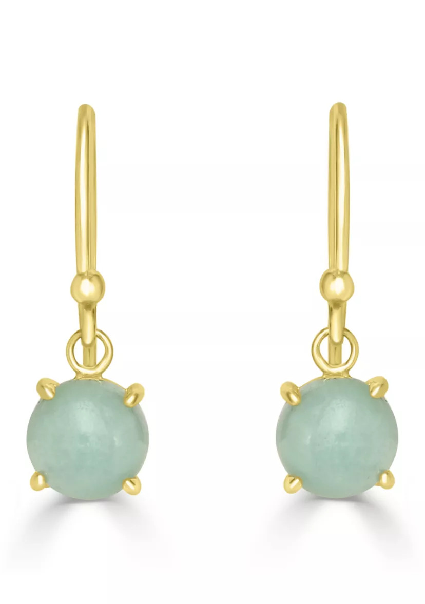 Gold Plated Round Stone Drop Earrings | Belk