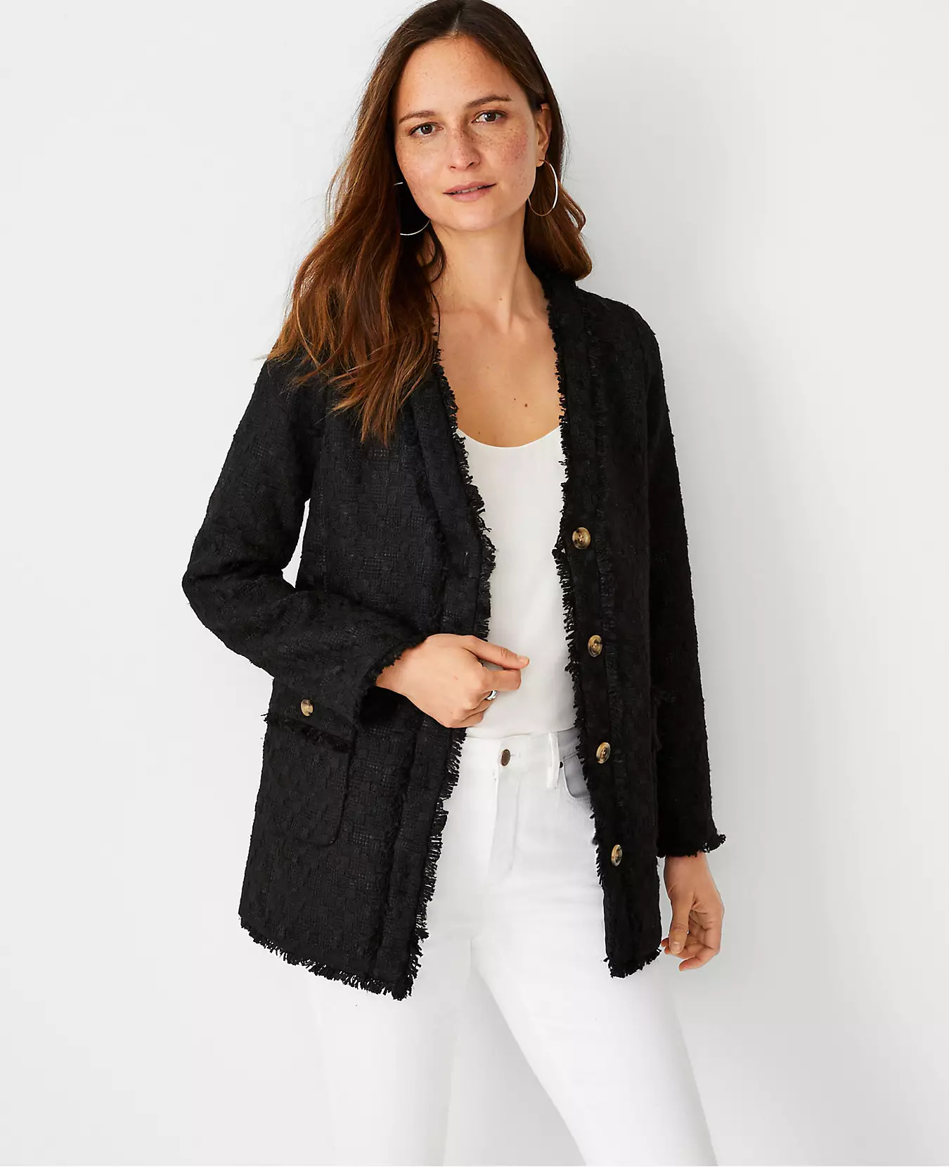 Fringe Tweed Cardigan Jacket | Ann Taylor | Ann Taylor (US)