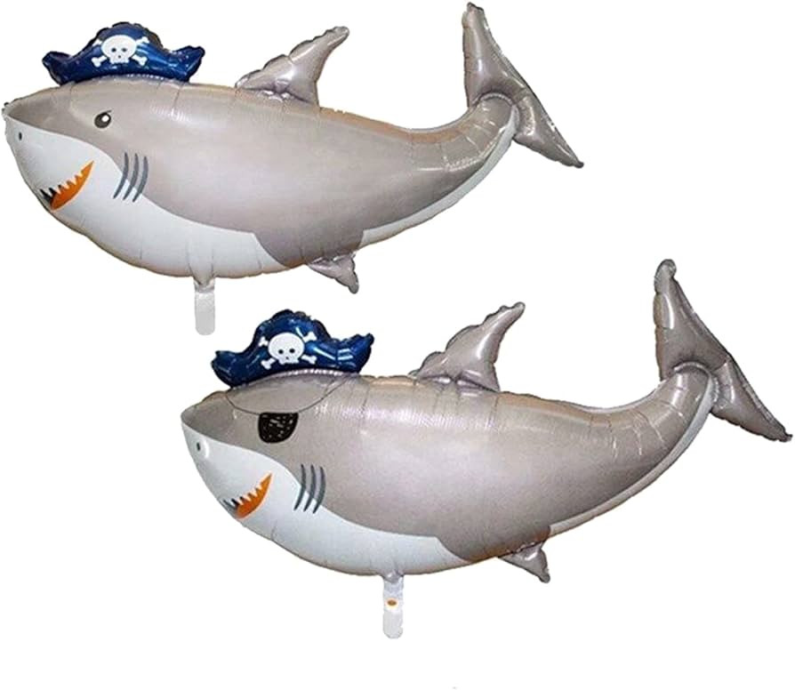 2pcs Shark Balloons Large Aluminum Foil Shark Balloon Pirate Theme Ocean Theme Birthday Party Dec... | Amazon (US)