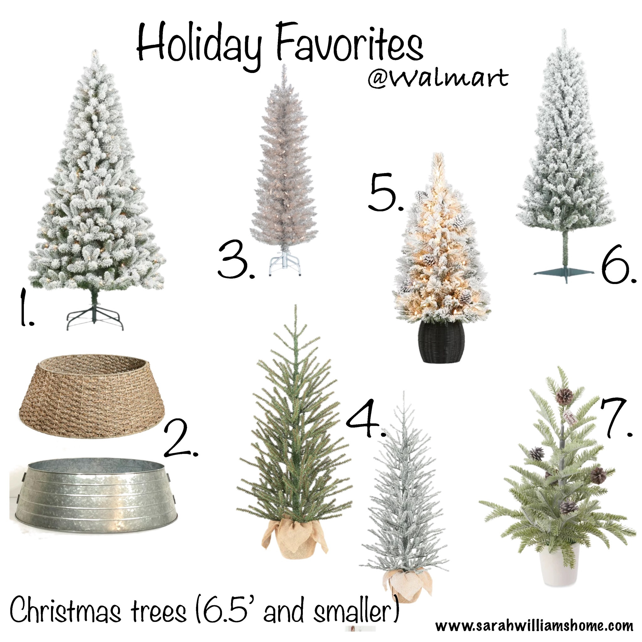 All of our favorite small Christmas trees from Walmart! 4ft tree, 6ft tree, 6.5ft tree, flocked tree, budget Christmas sale, 2’ tree, metal tree collar, galvanized tree collar, woven tree skirt, tree collar, pre lit tree, 

#LTKHoliday #LTKSeasonal #LTKhome