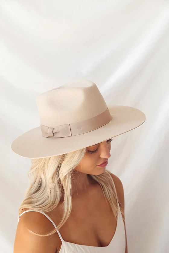 Lila Beige Wool Wide-Brim Fedora Hat | Lulus (US)