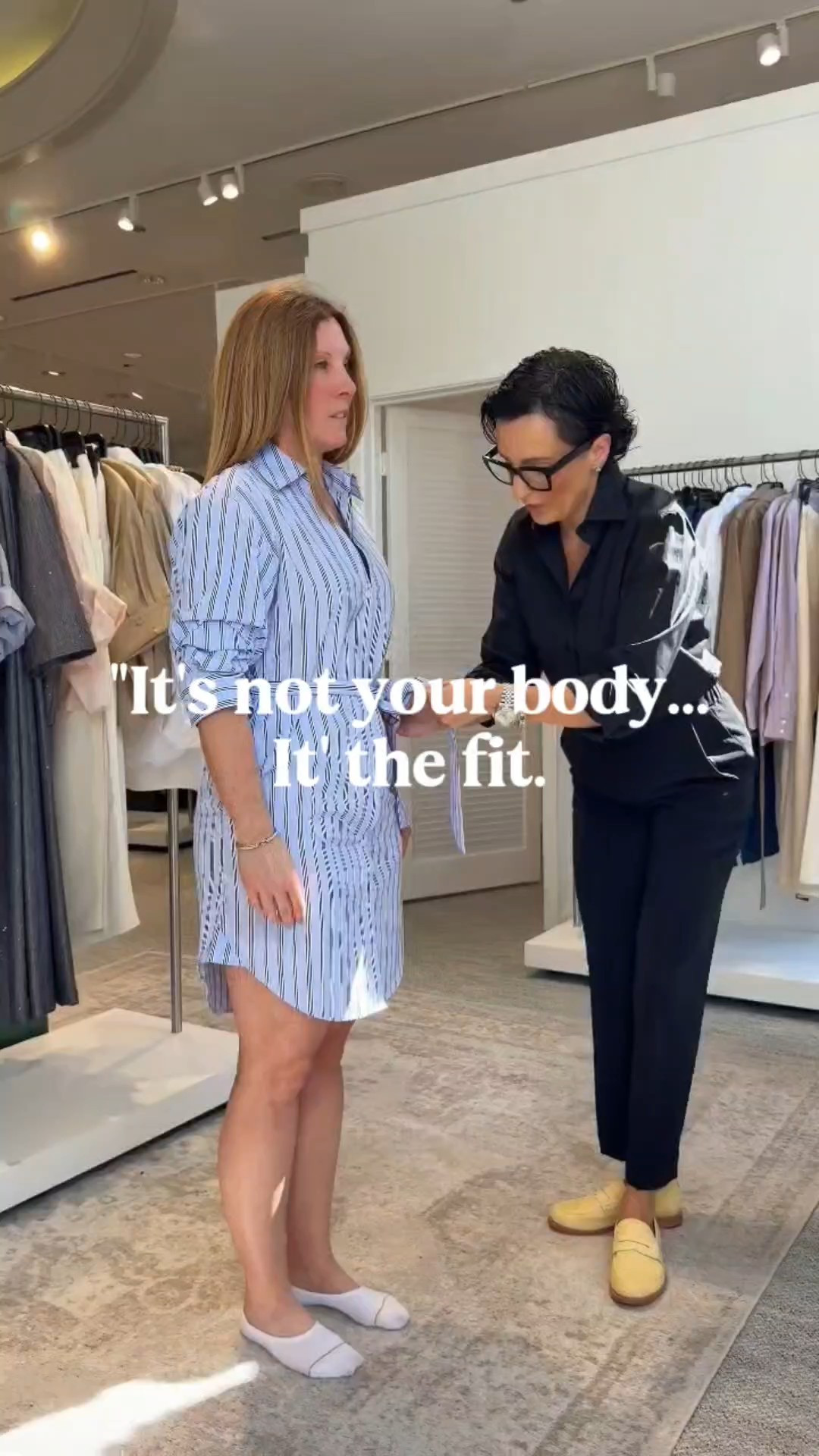 BW dress shopping client One of the greatest joys in my work is spending time one-on-one with my personal clients.Today we tried on the Pia Dress by Brochu Walker — a classic shirt dress in beautiful blue stripes. Effortless, comfortable, with pockets (always a favorite), and endlessly versatile.The size she’s wearing here isn’t quite the right one — we’ll be ordering one size up for the perfect fit. And that’s something I always remind my clients: it’s rarely the body that’s the issue… it’s the fit of the clothing.Fit is everything.I love helping my clients rediscover that.#StyleWithEugenia#FitIsEverything#StyledByEugenia#BrochuWalker#ElevatedEverydayStyle#TimelessStyleFormula#quietluxury#personalstylist#classicstyle#ltkit

#LTKdayinmylife #LTKootd #LTKOver40