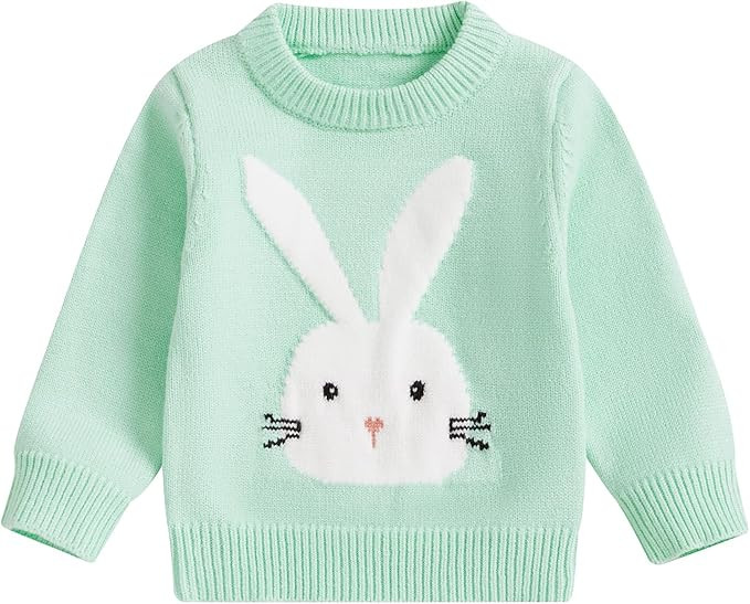 Aopwsrlyi Toddler Baby Girl Boy Easter Outfit Oversized Long Sleeve Bunny Embroidery Knit Pullove... | Amazon (US)