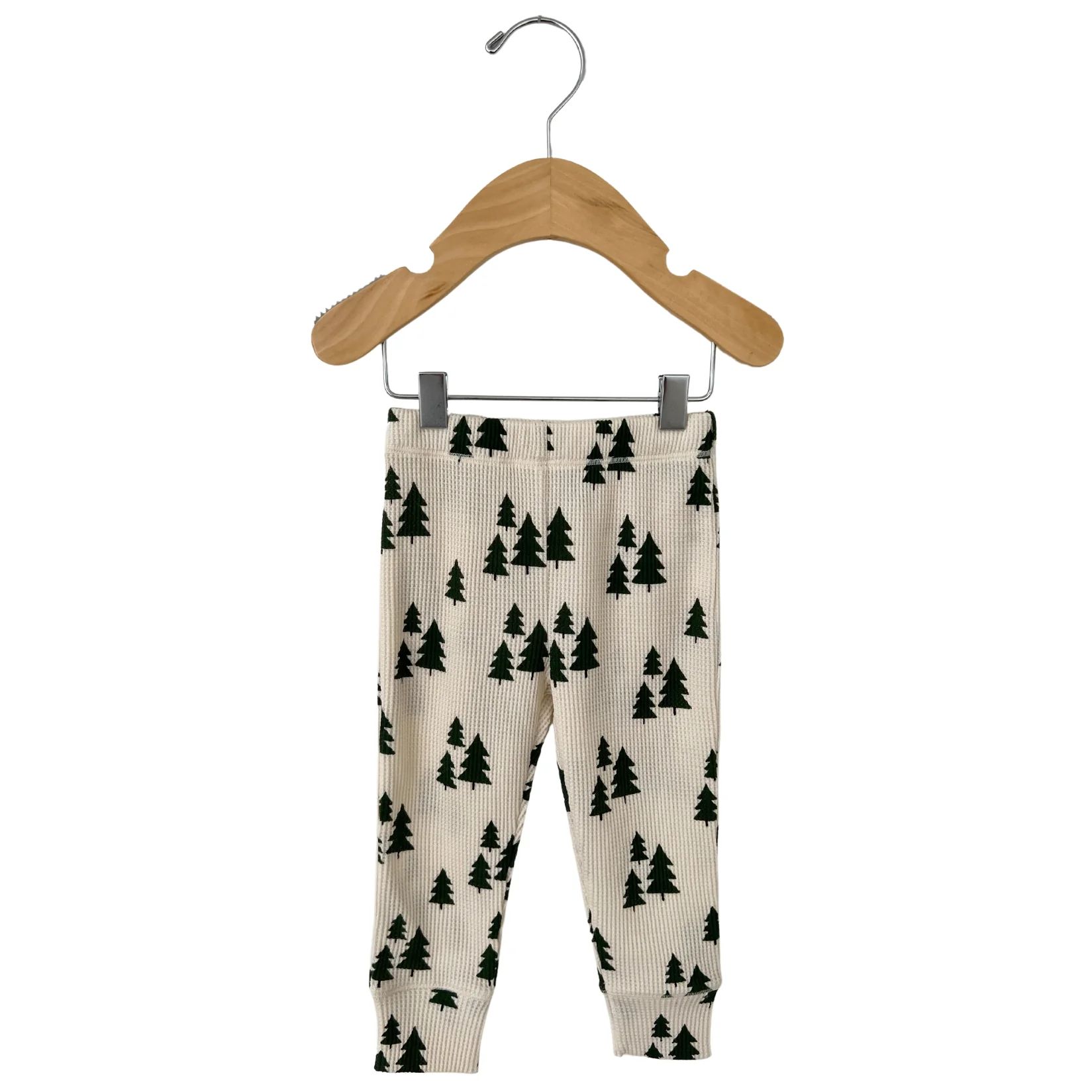 Organic Waffle 2-Piece Set, Forest Green Trees | SpearmintLOVE