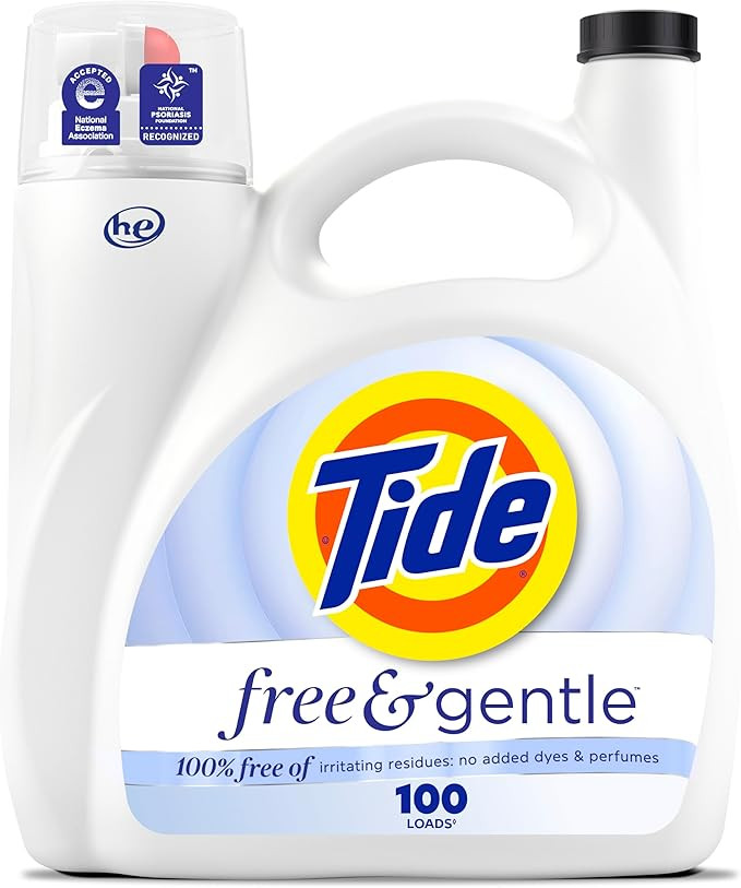 Tide Free & Gentle Liquid Laundry Detergent, 100 Loads, 132 fl oz, Tide Laundry Detergent, Clean ... | Amazon (US)