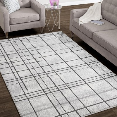 Luxe Weavers Abstract Grid Geometric Gray 5x7 Indoor Area Rug | Target