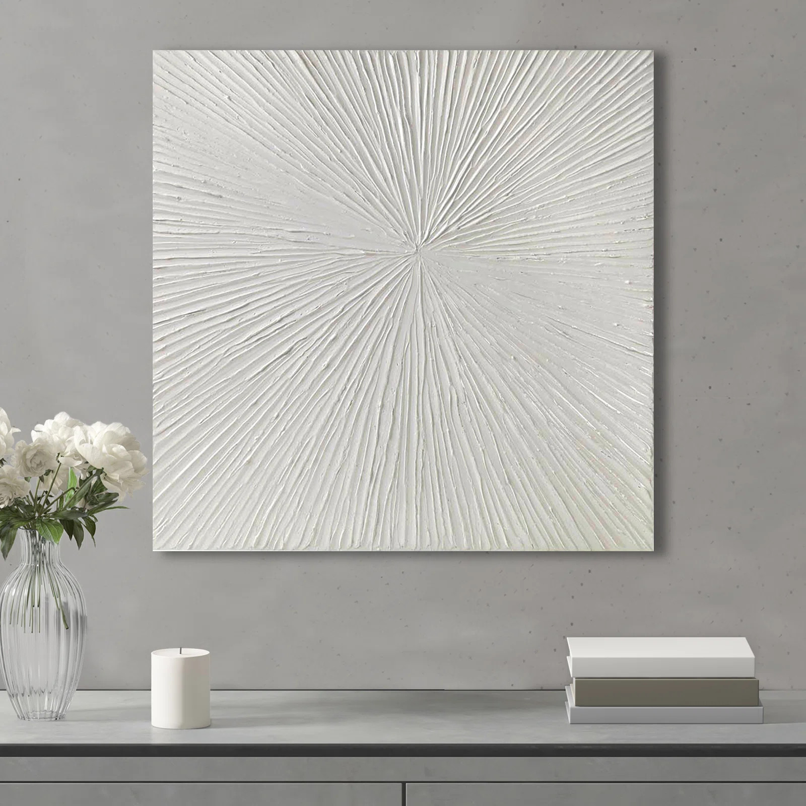 Modern Abstract White Wall Art, 30x30" Dimensional Resin Decor, Easy to Hang | Wayfair North America