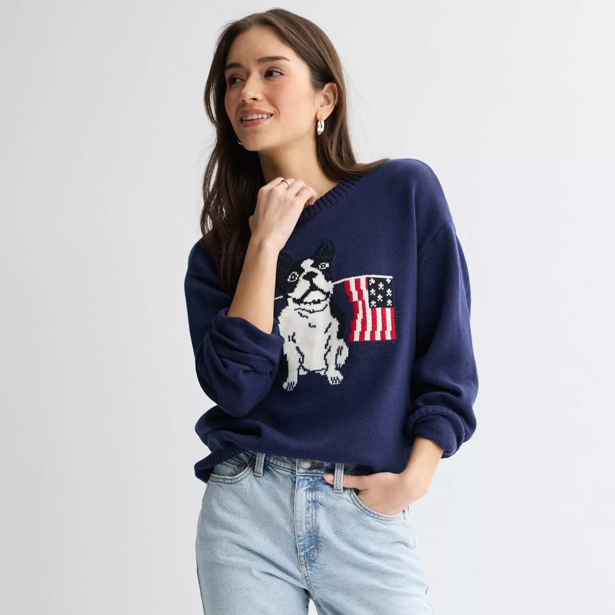 Juniors' Jollidays American Dog Sweater | Kohl's