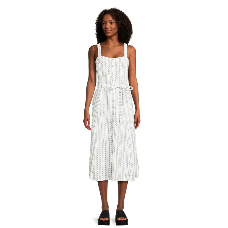 Time and Tru Women's Sleeveless Button Front Dress with Belt, Sizes XS-XXXL - Walmart.com | Walmart (US)