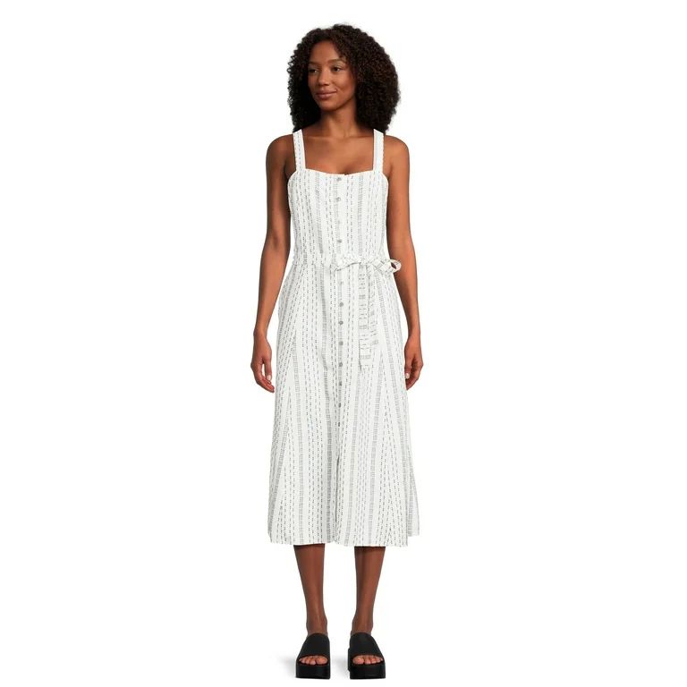 Time and Tru Women's Sleeveless Button Front Dress with Belt, Sizes XS-XXXL - Walmart.com | Walmart (US)