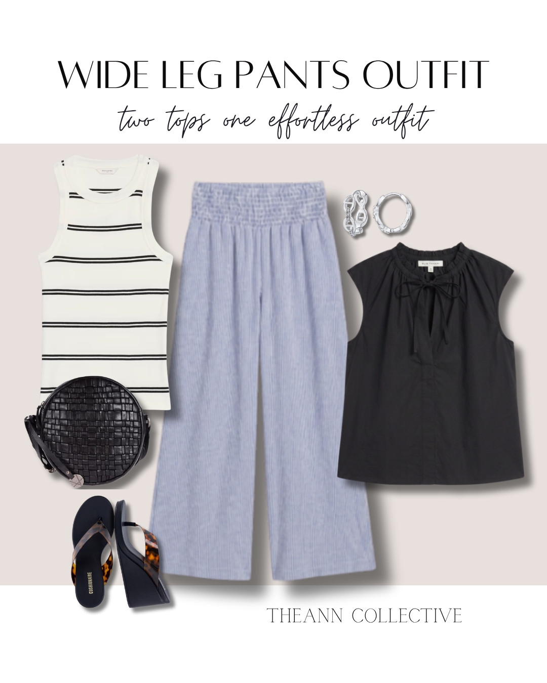 These wide leg pants are one of my favorite versatile pieces. Style them with a striped tank for a casual day or a black blouse for a dressier look. One pair of pants, two easy outfits.

#LTKootd #LTKPetite