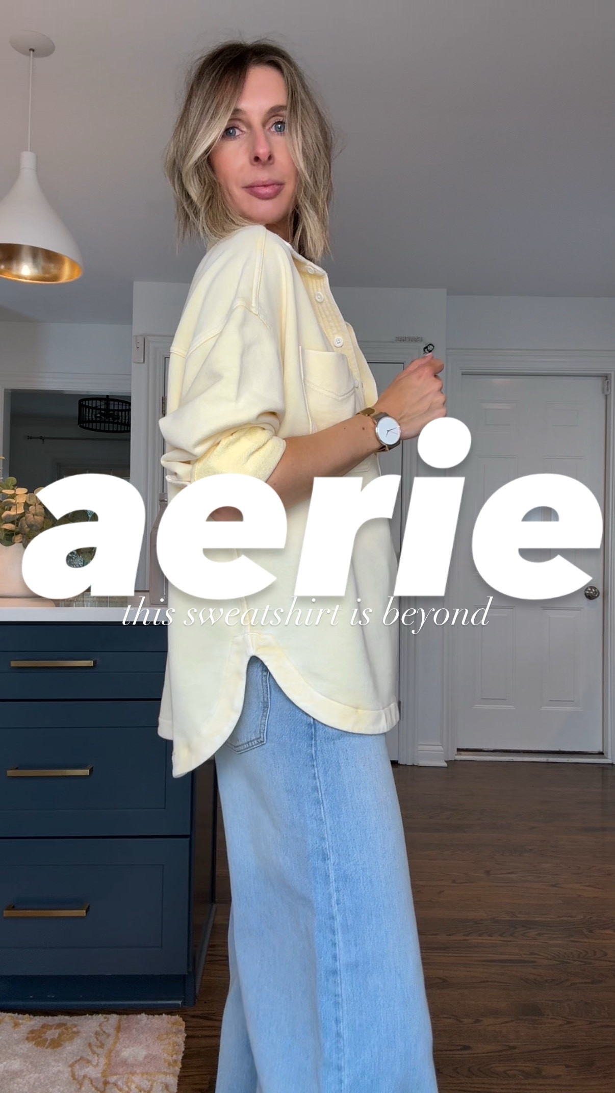 annnd it’s 30% off right now! obsessed with this aerie sweatshirt. it comes in five colors… the yellow is by far my favorite.  💫 

this is thirsty work!! 😉 💦 

#effortlessstyle #styleover40 #aerie #everydayoutfit #aeriereal 

effortless style + daily outfit inspo for over 40s. are you trying to rediscover your style, i got you. want to elevate your everyday looks, i got you. want easy, effortless style, i got you! come follow me @houseofmagpye 🫶

aerie sweatshirt, yellow sweatshirt, mom style, wide leg jeans, easy outfit, spring break outfit. 

#LTKWatchNow #LTKSaleAlert #LTKMostLoved