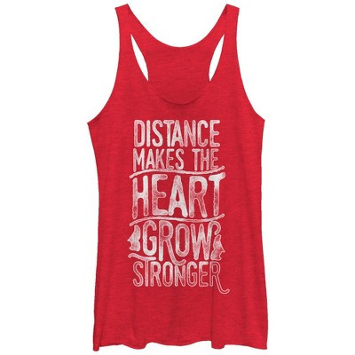 Women's CHIN UP Valentine Distance Makes Heart Stronger  Racerback Tank Top - Red Heather - X Large | Target