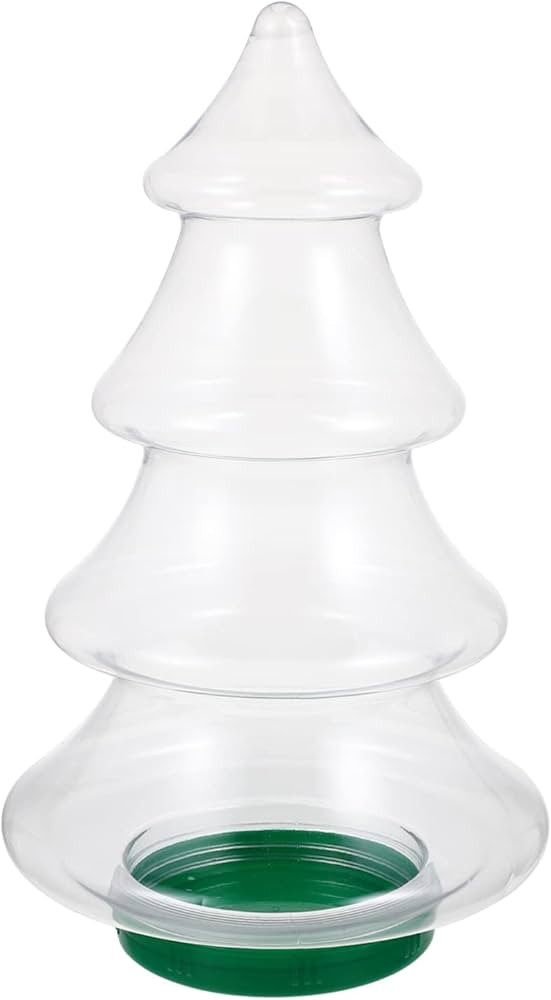 jojofuny 3.25L 11x6 Inch Christmas Tree Candy Jar with Lid, Christmas Tree Jar Clear Cookie Jar P... | Amazon (US)