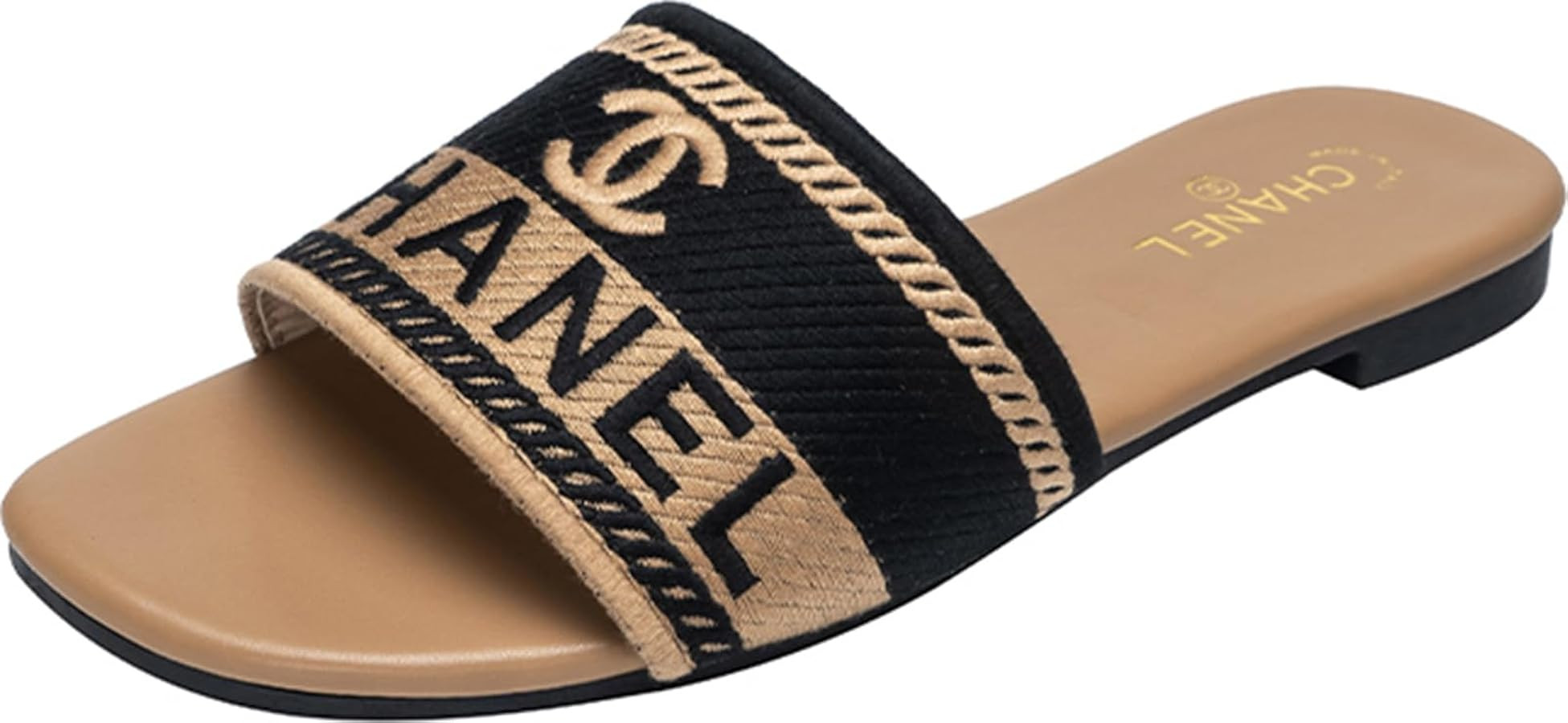 EOQIFJM Embroidered Sandals for Women Open Toe Flat Sandals Casual Summer Womens Shoes | Amazon (US)