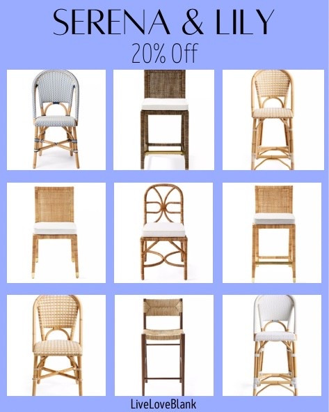 Serena and Lily sale
20% off dining room chairs, bar stools 
Home refresh

#LTKmomlife #LTKSaleAlert #LTKHome
