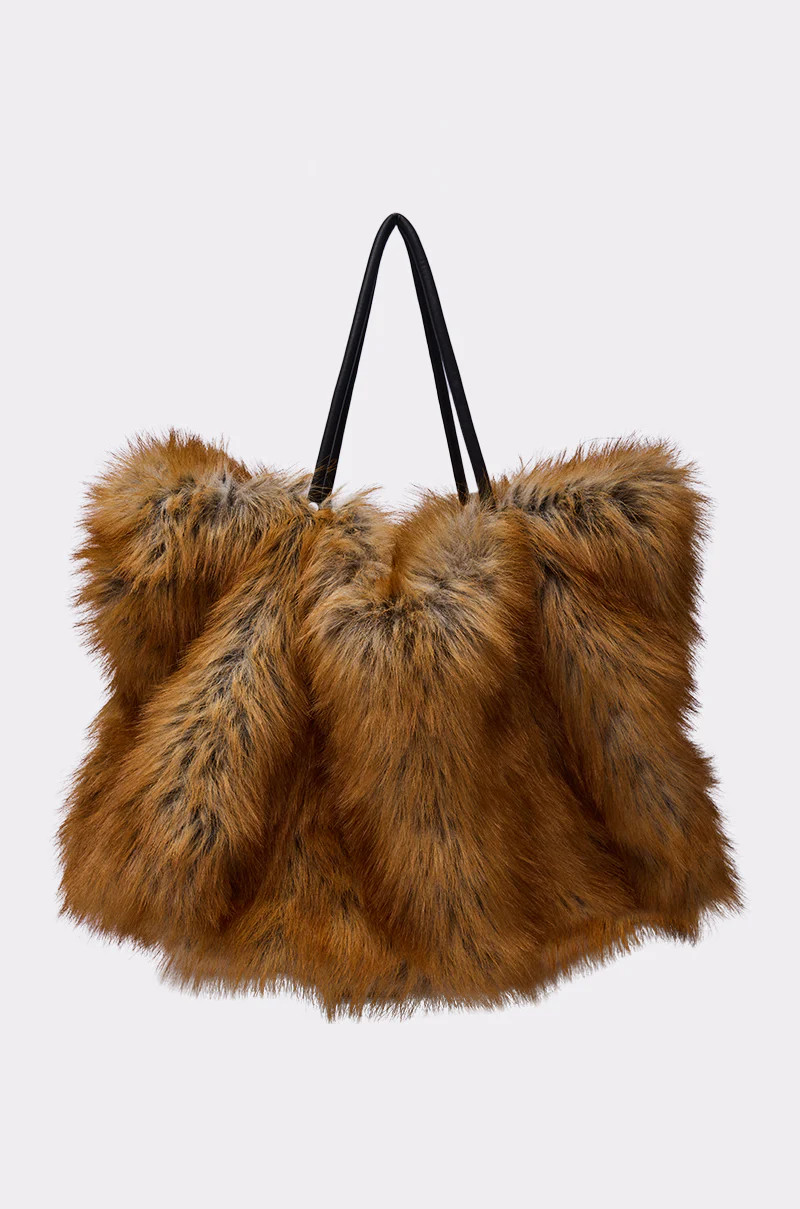 HERE FOR A GOOD TIME FAUX FUR TOTE | AKIRA