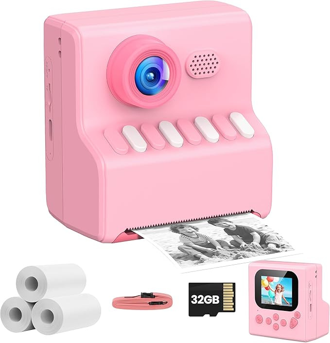 Kids Camera Instant Print Pink: HODDRCCN 32G Instant Print Camera for Kids -1080P HD - Christmas ... | Amazon (US)