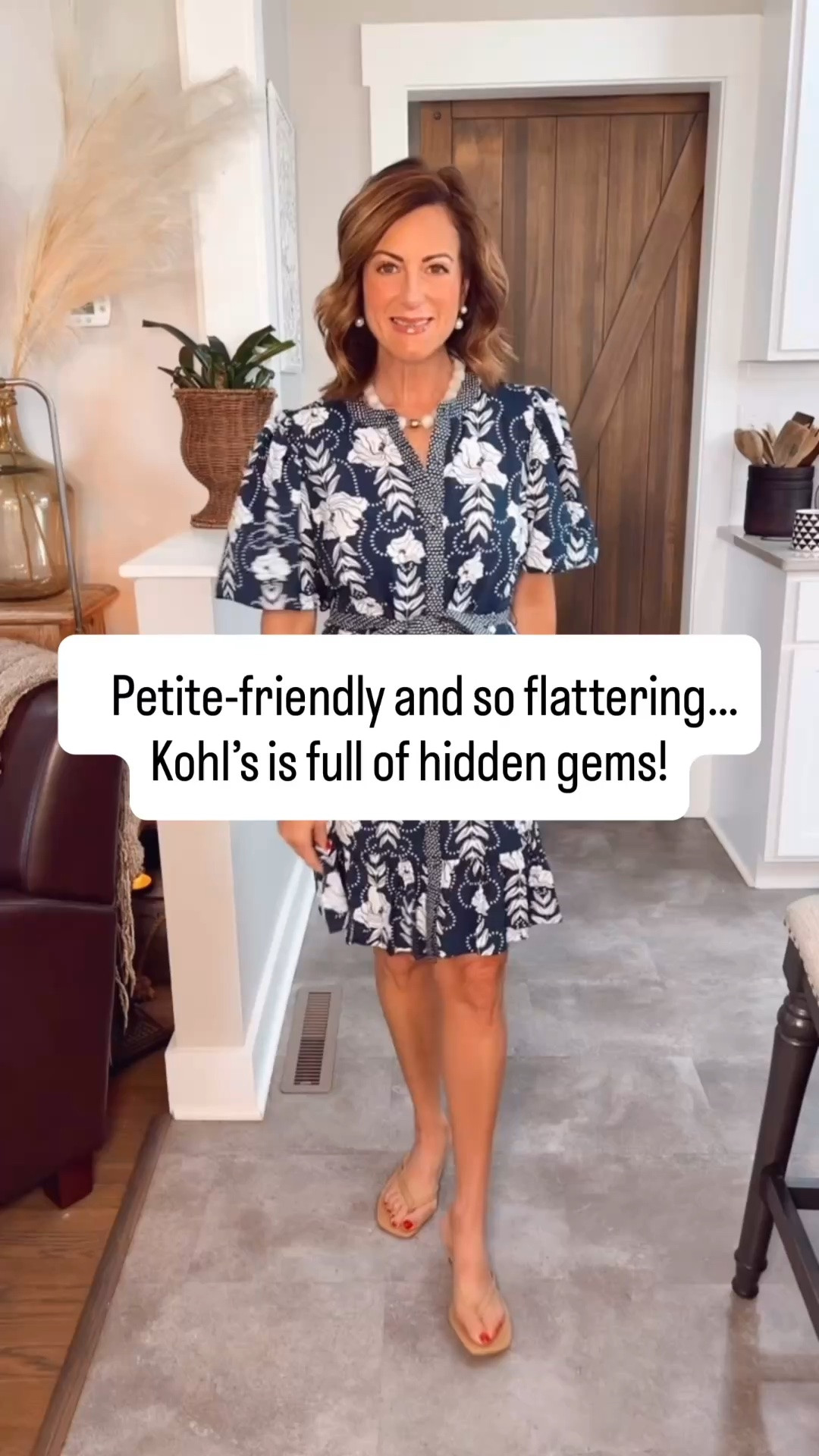 Don’t forget about Kohl’s when searching for affordable petite clothes.
These styles fit in all the right places, are flattering on a petite frame, and look so much more expensive than they are. 
I’m 5’1 115lbs wearing my true size small.