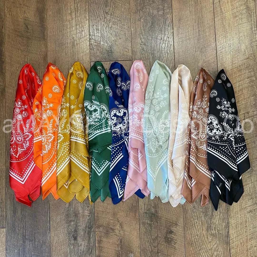 Satin Bandana Wild Rag Cowgirl Cowboy Western Neck Scarf Hankerchief Head Wrap Paisley Print Band... | Etsy (US)