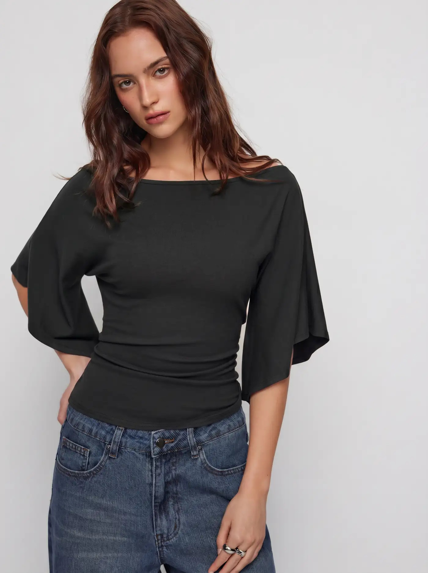 Thermal Cotton-blend Boat Neck Mid-length Sleeve Top $19.90Flash Shipping | Cider