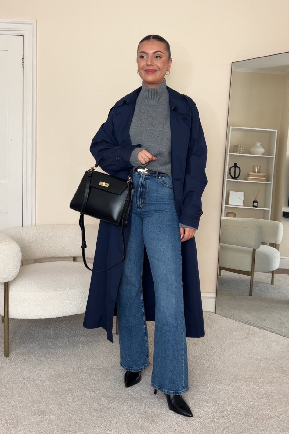 Autumn/winter outfit with a navy trench coat.
Jumper is from Albaray, wearing size S.
Trench coat is from Ralph Lauren, wearing size UK8.
Jeans are from Asos, wearing size 30/32.

#LTKeurope #LTKfindsunder100 #LTKstyletip