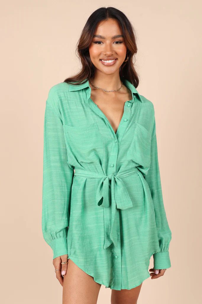 Cornelia Pocket Shirt Mini Dress - Green | Petal & Pup (US)