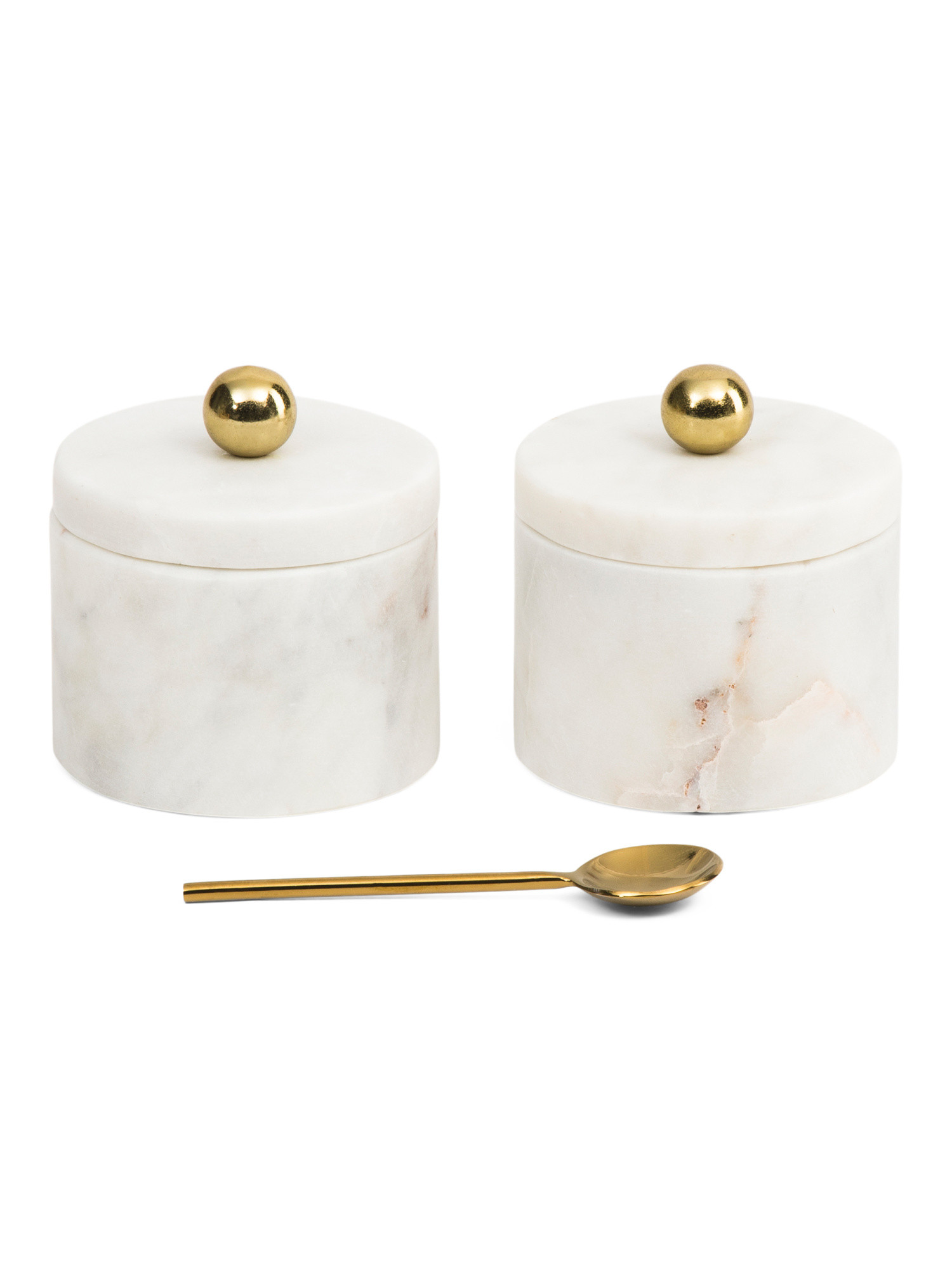 Set Of 2 White Marble Salt Cellars | TJ Maxx
