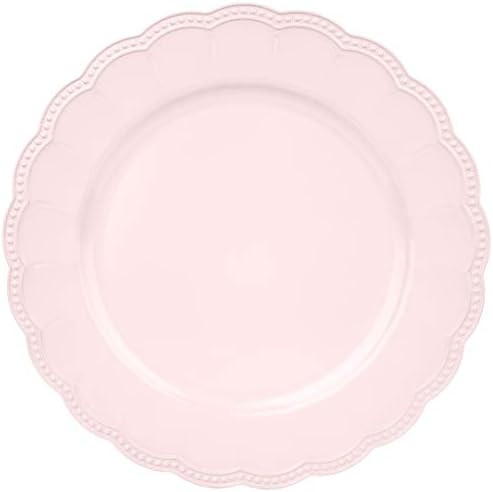 Koyal Wholesale 13" Matte Blush Pink Beaded Scallop Charger Plates, Antique Finish, Bulk Set of 4... | Amazon (US)