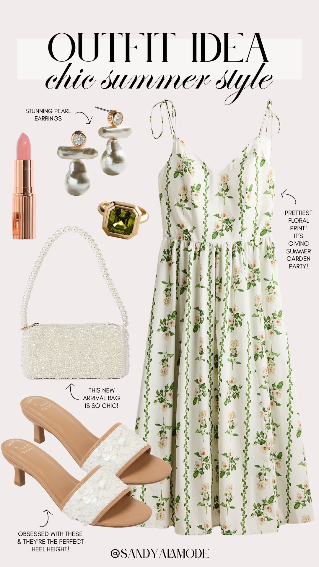 Chic summer style. Summer garden party outfit. Floral summer dress. Target fashion. Target pearl shoulder bag. Target embellished kitten heels. Dressy summer style. Summer party outfit idea  

#LTKPetite #LTKootd #LTKSeasonal