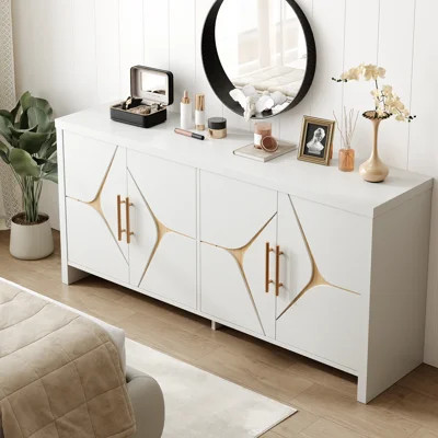 62.7'' W Craft Sideboard Buffet With 4 Doors & Adjustable Shelves & LED Light | Wayfair North America
