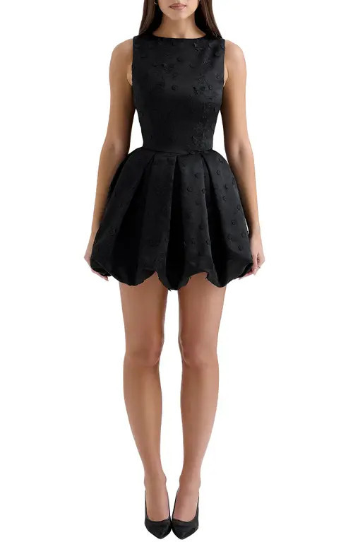 HOUSE OF CB Melika Open Back Bubble Hem Minidress in Black at Nordstrom, Size Small | Nordstrom