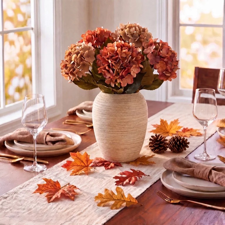 My Texas House Faux Hydrangea Floral Arrangement in Ceramic Vase, Multicolor, 15" | Walmart (US)