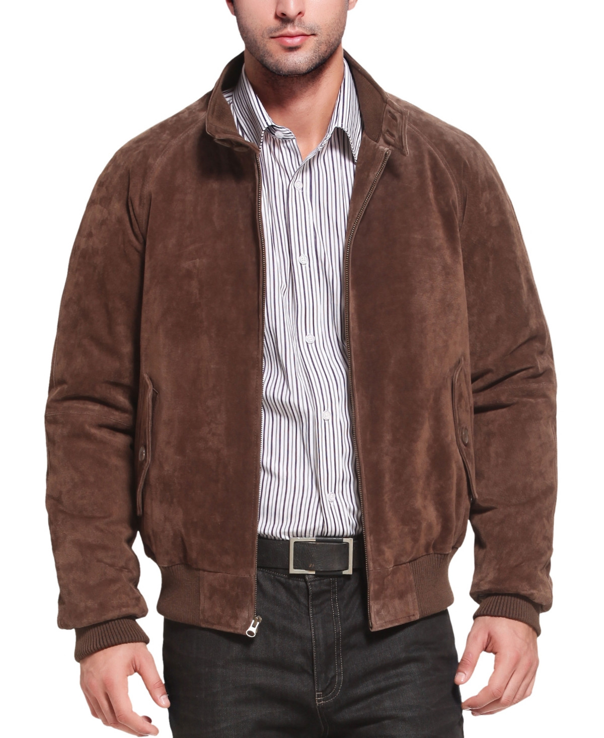 Landing Leathers Men Wwii Suede Leather Bomber Jacket - Brown | Macy's