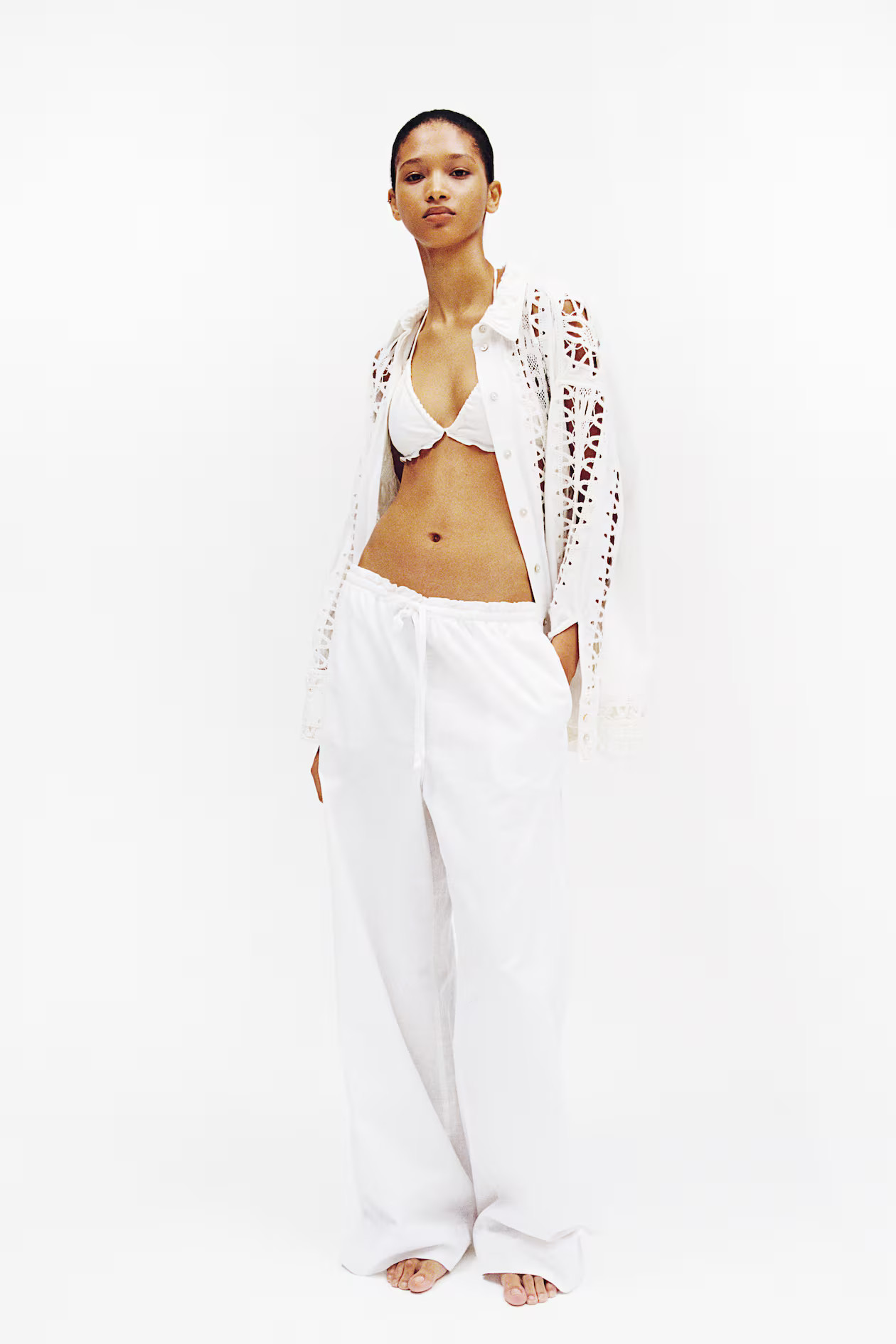 Wide linen-blend trousers | H&M (UK, MY, IN, SG, PH, TW, HK)