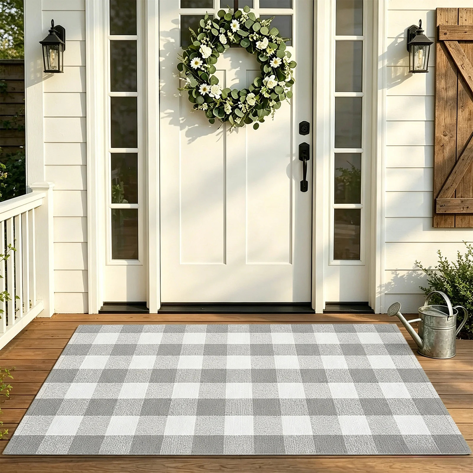 Plaid Layered Door Mat Farmhouse Entryway Rug, Hand Woven Front Porch Rug Washable, Spring Summer Welcome Mat, Indoor Outdoor Door Carpet, Buffalo Check Decorative Floor Mat - Walmart.com | Walmart (US)